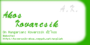 akos kovarcsik business card